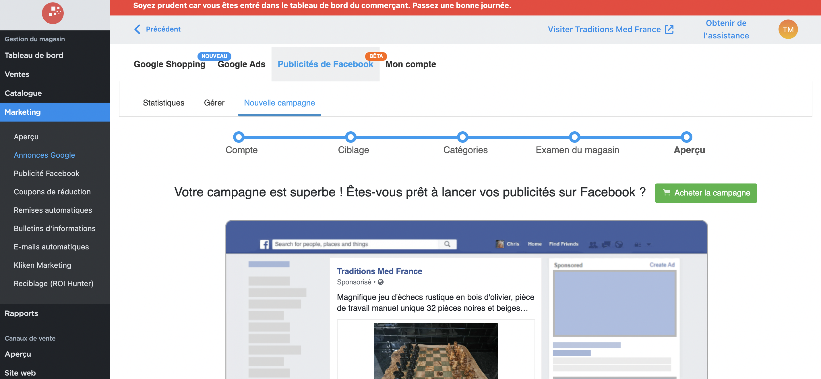 Faire de la publicité sur Facebook e-commerce MyBUSI By la Régie Digitale